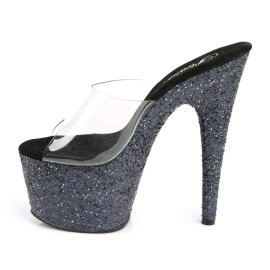 Pleaser Mules ADORE-701LG Transparent Noir Hologramme EU-35/US-5