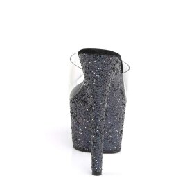 Pleaser Mules ADORE-701LG Transparent Noir Hologramme EU-35/US-5