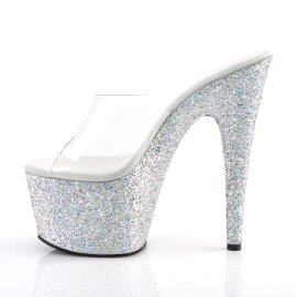 Pleaser Mules ADORE-701LG Transparent Argent Multi Paillettes EU-35/US-5