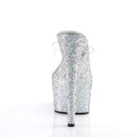 Pleaser Mules ADORE-701LG Transparent Argent Multi Paillettes EU-35/US-5