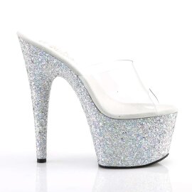 Pleaser Mules ADORE-701LG Transparent Argent Multi Paillettes EU-35/US-5