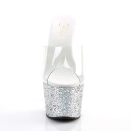 Pleaser Mules ADORE-701LG Transparent Argent Multi...