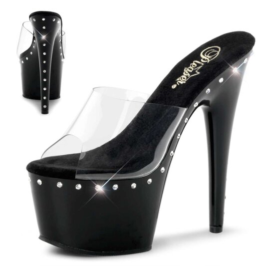 Pleaser Mules ADORE-701LS Transparent Noir EU-35/US-5