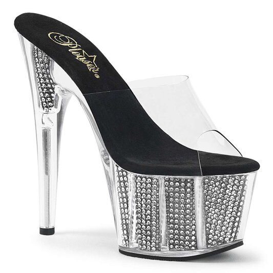 Pleaser Mules ADORE-701SRS Transparent Argent EU-35/US-5