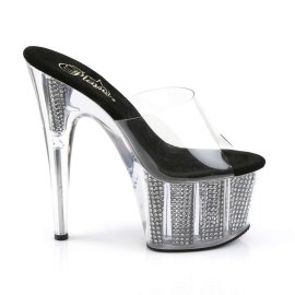 Pleaser Mules ADORE-701SRS Transparent Argent EU-37/US-7