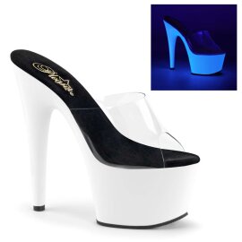 Pleaser Mules ADORE-701UV Transparent Néon Blanc...