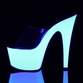 Pleaser Mules ADORE-701UV Transparent Néon Blanc EU-35/US-5
