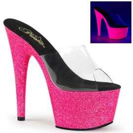 Pleaser Mules ADORE-701UVG Transparent Néon-Rose...