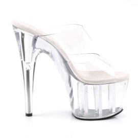 Pleaser Mules ADORE-702 Transparent Argent EU-35/US-5