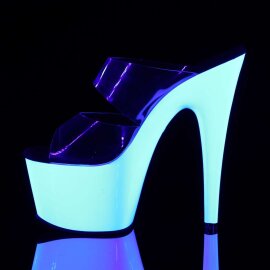 Pleaser Mules ADORE-702UV Transparent Néon Blanc EU-35/US-5