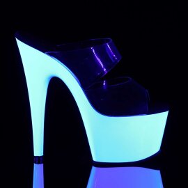 Pleaser Mules ADORE-702UV Transparent Néon Blanc EU-35/US-5