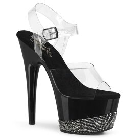Pleaser Sandales ADORE-708-3 Transparent Noir Argent...