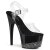 Pleaser Sandales ADORE-708-3 Transparent Noir Argent Strass EU-38/US-8
