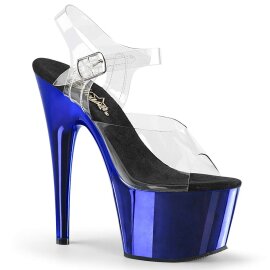 Pleaser Sandales ADORE-708 Transparent Bleu Chrome EU-37/US-7
