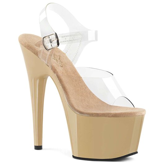 Pleaser Sandales ADORE-708 Transparent Crème EU-35/US-5