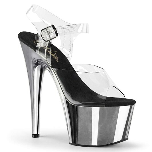Pleaser Sandales ADORE-708 Transparent Argent Chrome EU-36/US-6