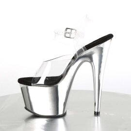 Pleaser Sandales ADORE-708 Transparent Argent Chrome EU-36/US-6