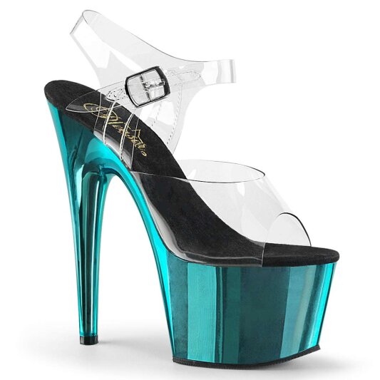 Pleaser Sandales ADORE-708 Transparent Turquoise Chrome EU-35/US-5