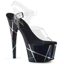 Pleaser Sandales ADORE-708BMC Transparent Noir EU-35/US-5