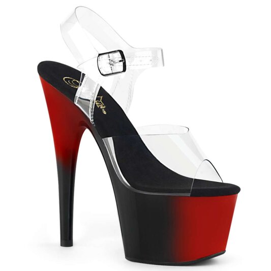 Pleaser Sandales ADORE-708BR Transparent Rouge Noir EU-37/US-7