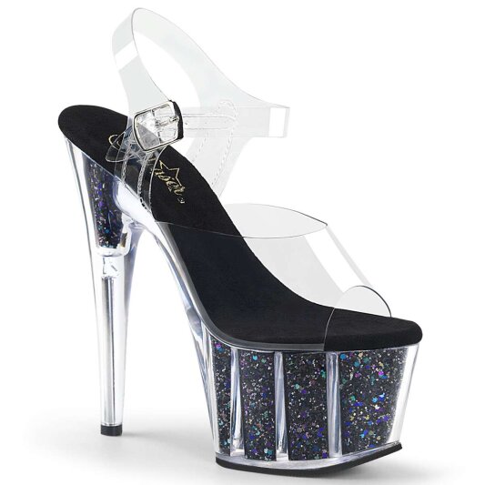 Pleaser Sandales ADORE-708CG Transparent Noir Paillettes EU-35/US-5