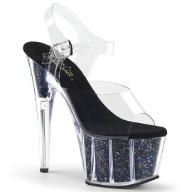 Pleaser Sandales ADORE-708CG Transparent Noir Paillettes...
