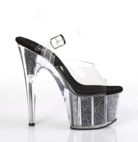Pleaser Sandales ADORE-708CG Transparent Noir Paillettes EU-35/US-5