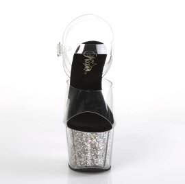 Pleaser Sandales ADORE-708CG Transparent Argent Multi Paillettes EU-37/US-7