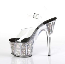 Pleaser Sandales ADORE-708CG Transparent Argent Multi Paillettes EU-37/US-7