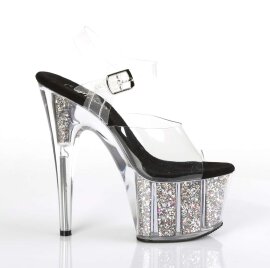 Pleaser Sandales ADORE-708CG Transparent Argent Multi Paillettes EU-37/US-7