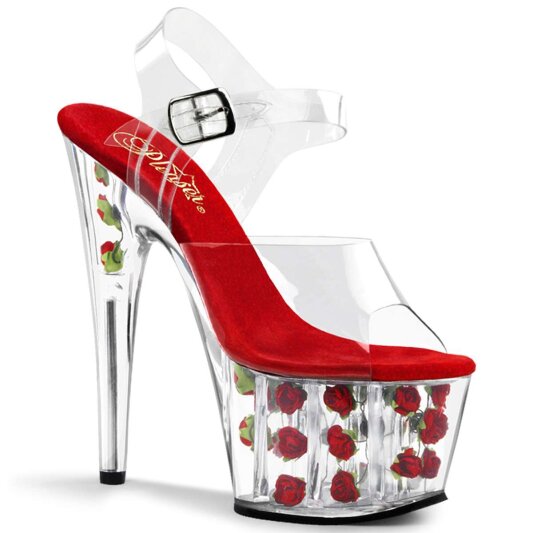 Pleaser Sandales ADORE-708FL Transparent Rouge EU-37/US-7