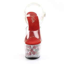 Pleaser Sandales ADORE-708FL Transparent Rouge EU-38/US-8
