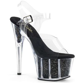 Pleaser Sandales ADORE-708G Transparent Noir Paillettes...