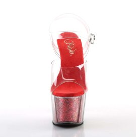 Pleaser Sandales ADORE-708G Transparent Rouge Paillettes...