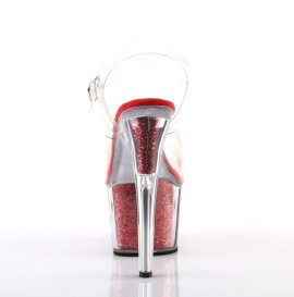 Pleaser Sandales ADORE-708G Transparent Rouge Paillettes EU-37/US-7