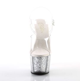 Pleaser Sandales ADORE-708G Transparent Argent Paillettes...