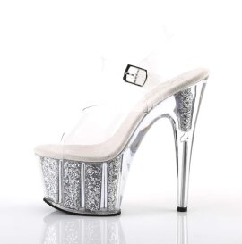 Pleaser Sandales ADORE-708G Transparent Argent Paillettes EU-35/US-5