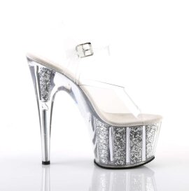 Pleaser Sandales ADORE-708G Transparent Argent Paillettes EU-37/US-7
