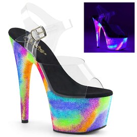 Pleaser Sandales ADORE-708GXY Transparent Néon...