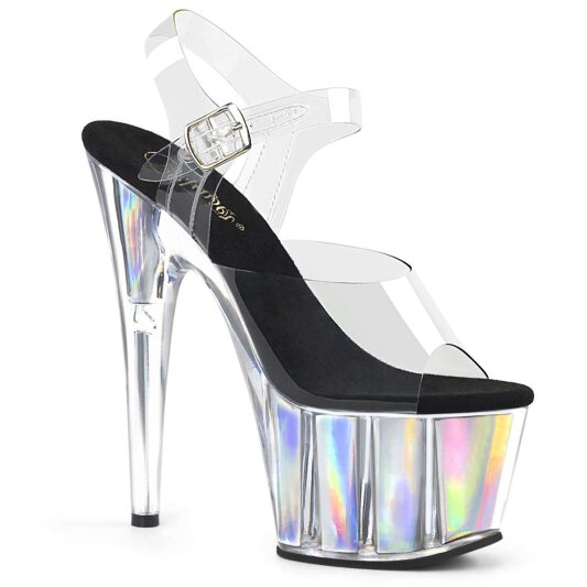 Pleaser Sandales ADORE-708HGI Transparent Argent Hologramme EU-35/US-5