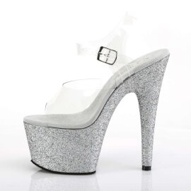 Pleaser Sandales ADORE-708HMG Transparent Argent Multi Paillettes EU-35/US-5