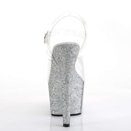 Pleaser Sandales ADORE-708HMG Transparent Argent Multi Paillettes EU-35/US-5