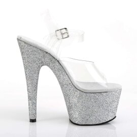 Pleaser Sandales ADORE-708HMG Transparent Argent Multi Paillettes EU-35/US-5