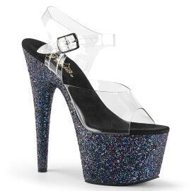 Pleaser Sandales ADORE-708LG Transparent Noir Strass...