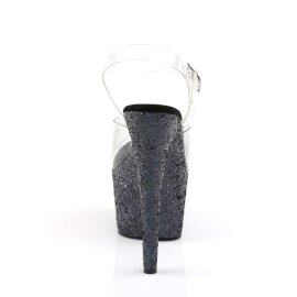 Pleaser Sandales ADORE-708LG Transparent Noir Strass EU-35/US-5
