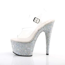 Pleaser Sandales ADORE-708LG Transparent Argent Multi Paillettes EU-35/US-5