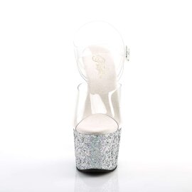 Pleaser Sandales ADORE-708LG Transparent Argent Multi...