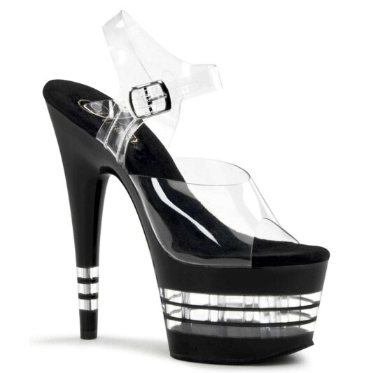Pleaser Sandales ADORE-708LN Transparent Noir EU-37/US-7