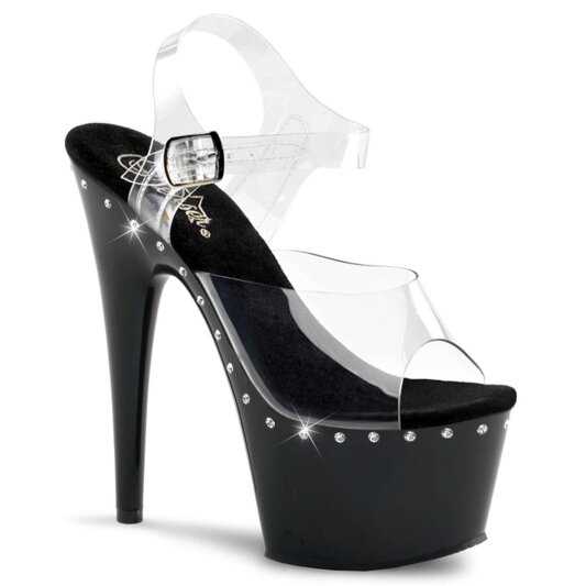 Pleaser Sandales ADORE-708LS Transparent Noir EU-35/US-5