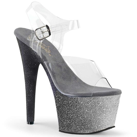 Pleaser Sandales ADORE-708OMBRE Transparent Argent Noir EU-41/US-11